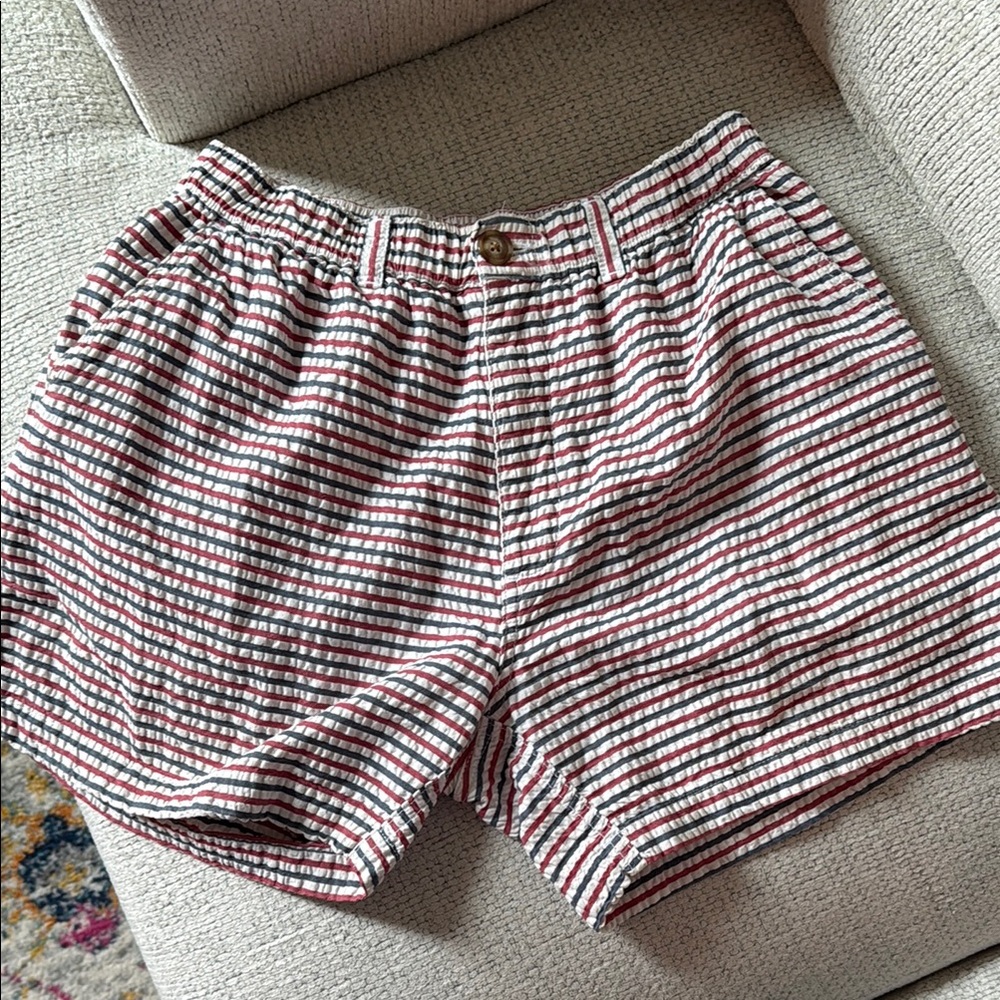 Chubbies Red and White Bermuda Shorts Seersucker Style